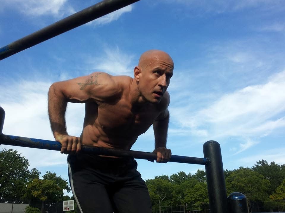 Marcin training outdoors